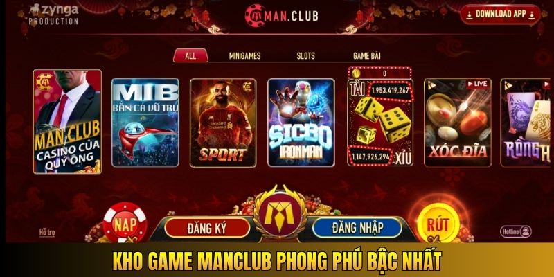 Kho game Manclub phong phú bậc nhất